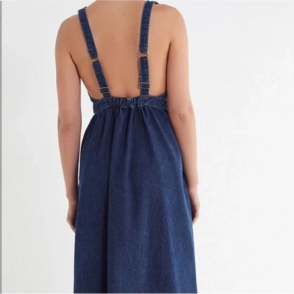 Urban Outfitters Danny Plunging Button Down Denim Overall Dress, EUC, Size XL - Picture 3 of 11